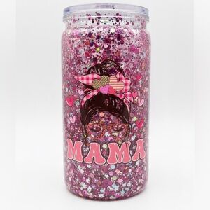 Pink Glitter Mama Tumbler